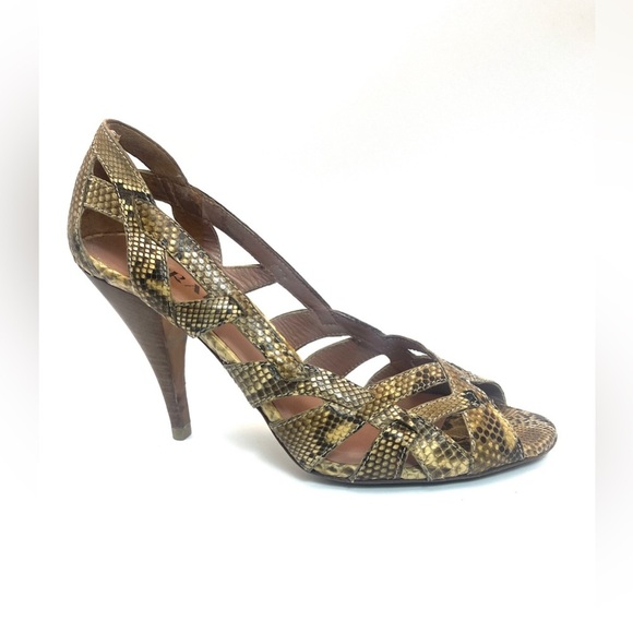Prada Snakeskin Cage Open Toe Heels 37.5 - Picture 5 of 14